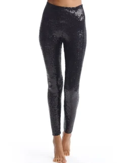 Hot - Sequin Leggings - Black Pants