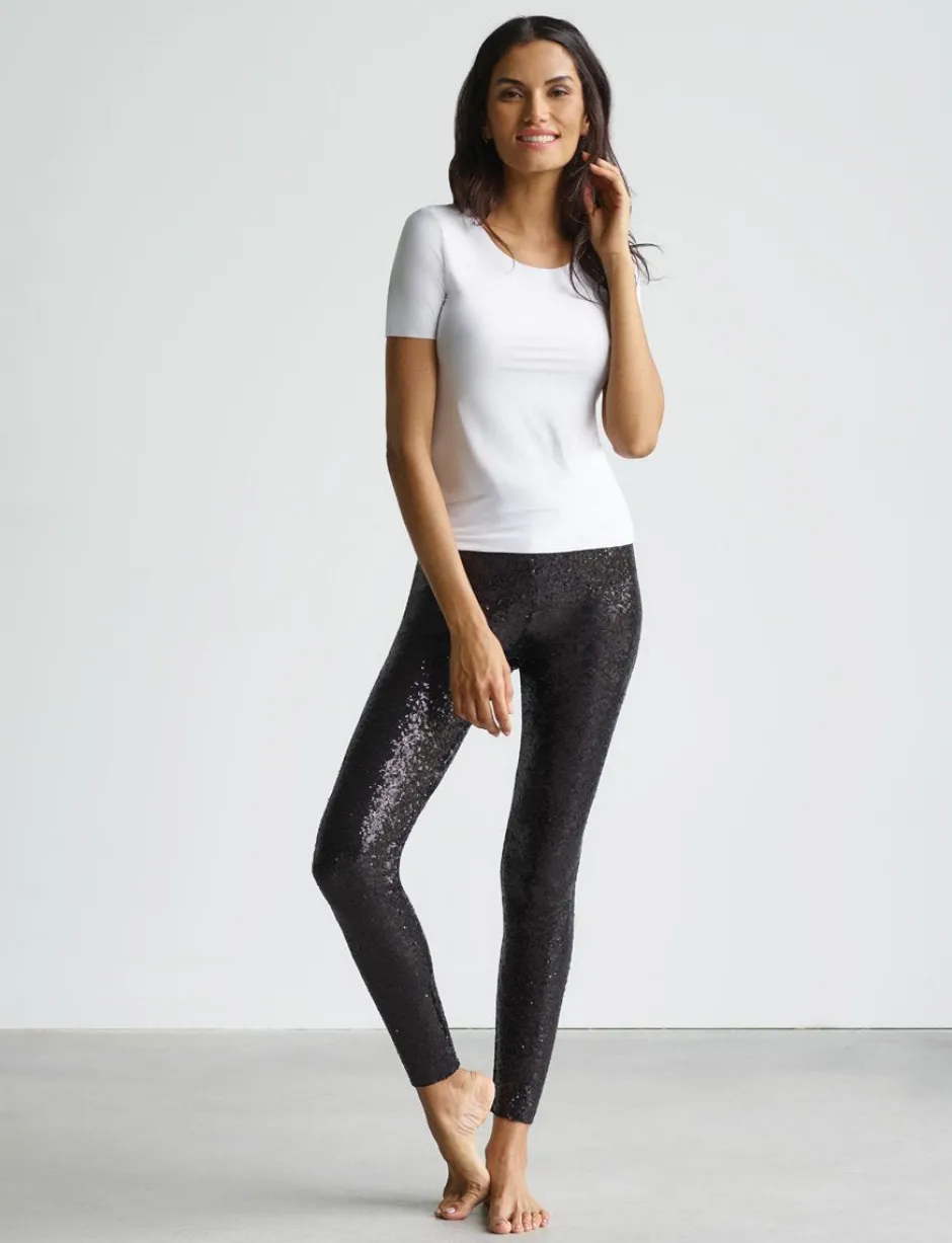 Hot - Sequin Leggings - Black Pants
