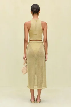 Online - Anura Knit Skirt - Gold Long Skirts