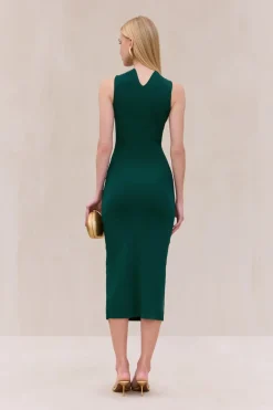 Outlet - Cristos Knit Dress - Forest Greens Midi | Midi Dresses