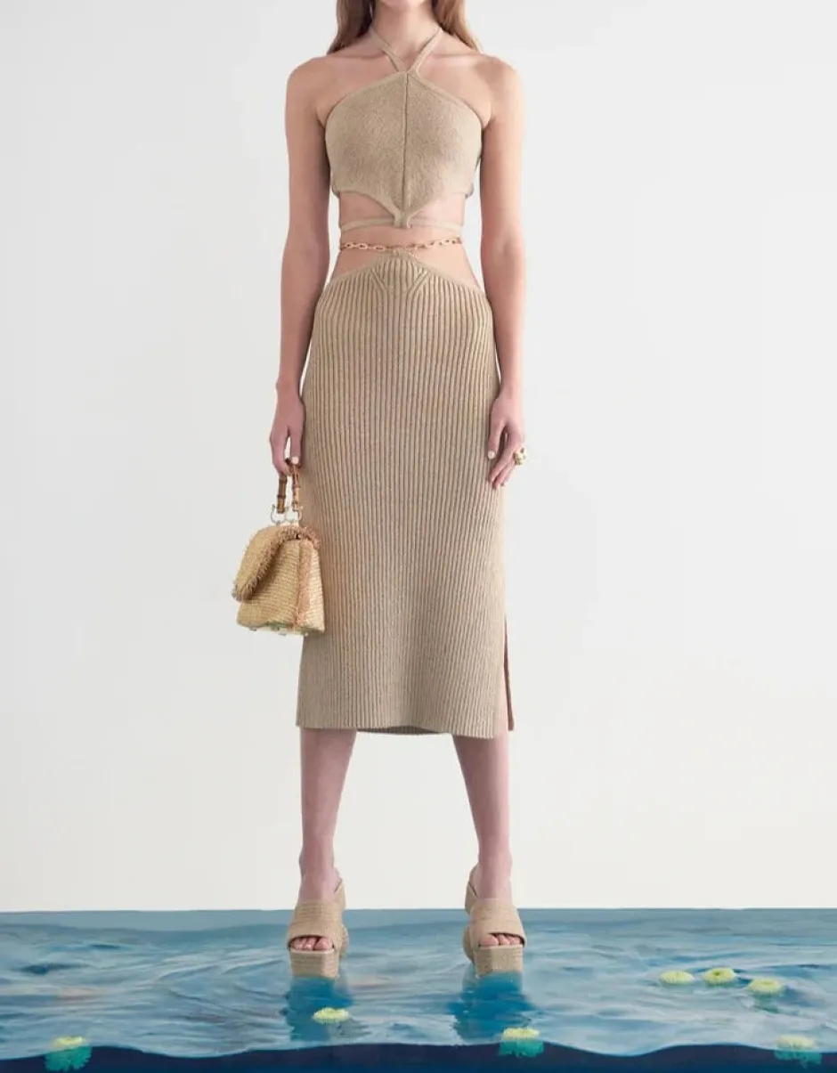 Hot - Zariana Knit Skirt - Ecru Long Skirts