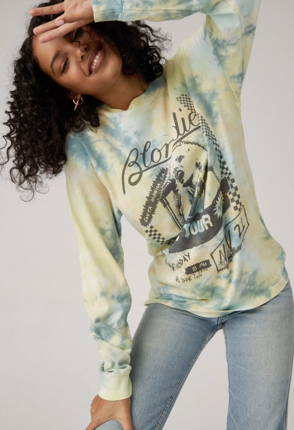 Fashion - Blondie 1976 Oversized Long Sleeve - High Tide Tye Dye Graphic Tees