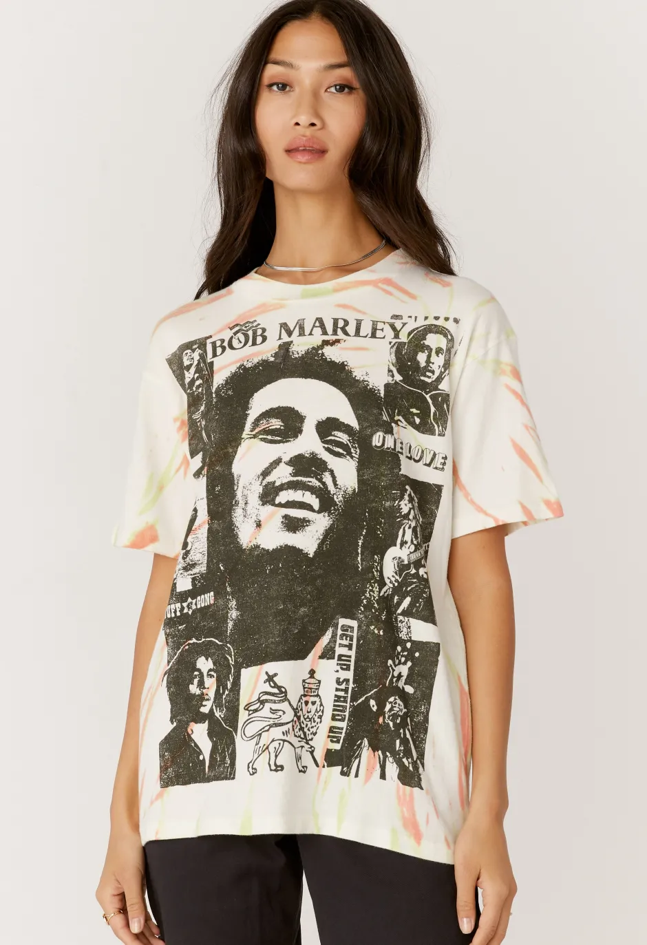 Discount - Bob Marley Collage Weekend Tee - Acid Splash Tie Dye Graphic Tees