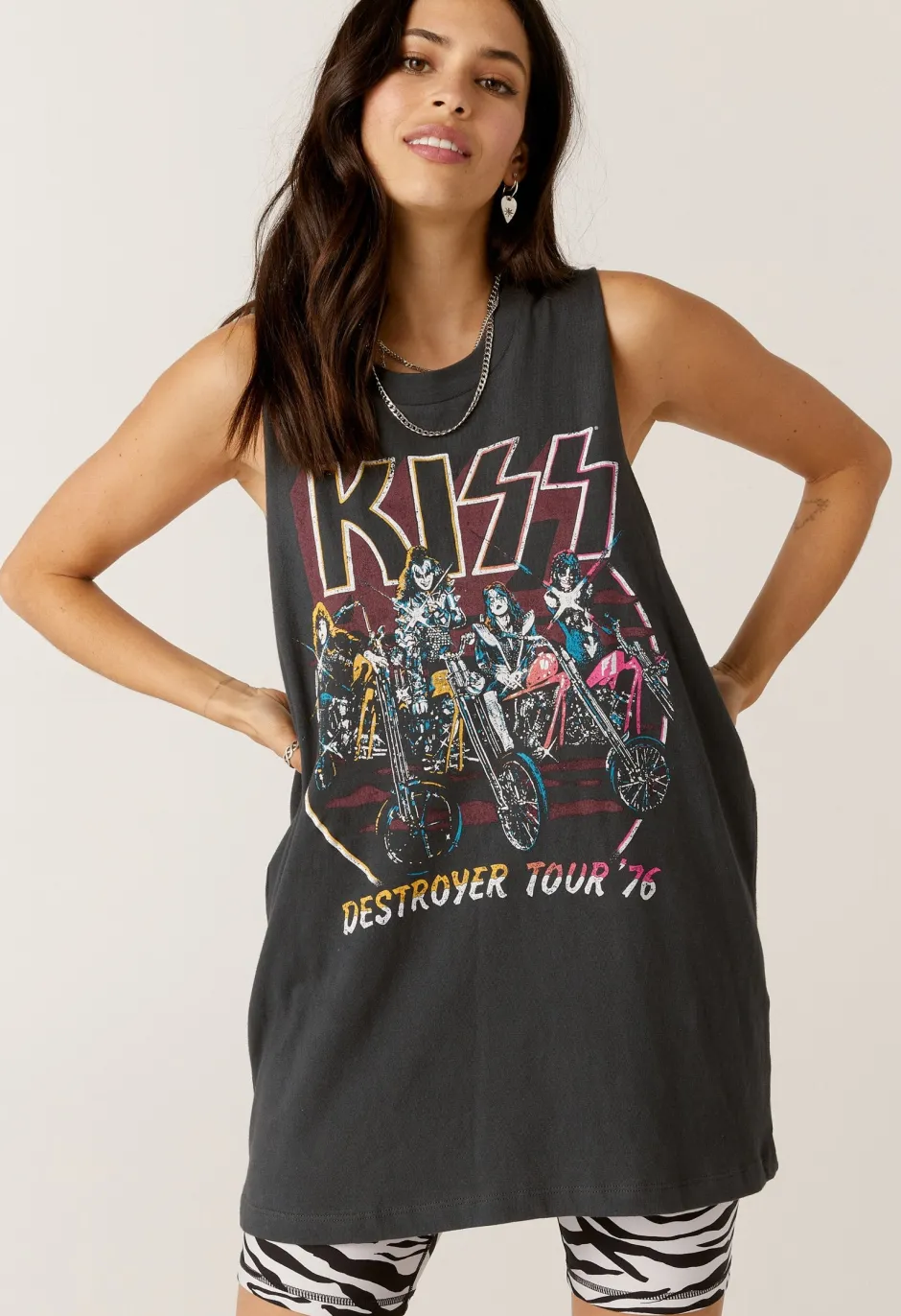 Sale - Kiss Bikers Boyfriend Muscle Tank - Vintage Black Graphic Tees