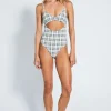 Clearance - Milena Full Piece - Off White Plaid One Piece