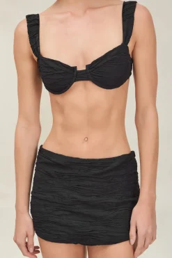 Sale - Pikka Skirt - Black Crinkle Coverups