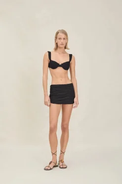 Sale - Pikka Skirt - Black Crinkle Coverups