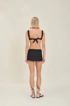 Sale - Pikka Skirt - Black Crinkle Coverups