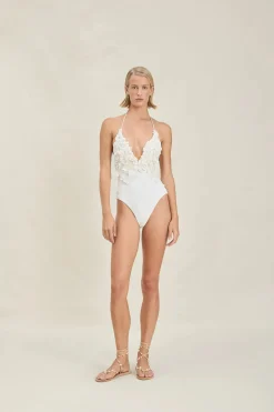 Clearance - Sallie Full-Piece - Off White Texture One Piece