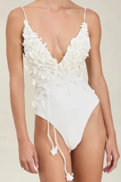 Clearance - Sallie Full-Piece - Off White Texture One Piece