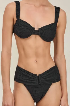Clearance - Walker Bottom - Black Crinkle Bikini