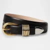Hot - Hollyhock Mixed Metal Belt - Black/Silver/Gold Belts
