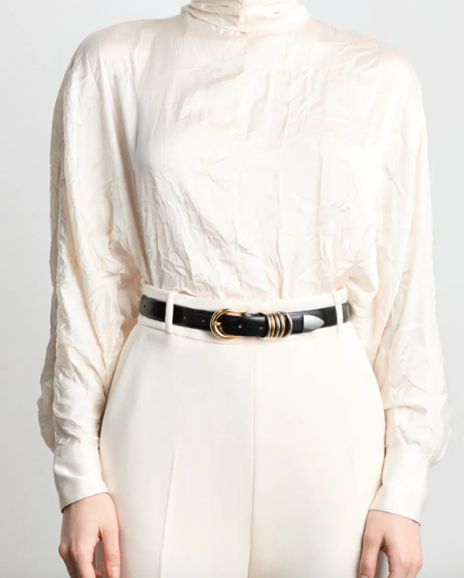 Hot - Hollyhock Mixed Metal Belt - Black/Silver/Gold Belts
