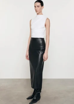 Best - Ankle Length Leather Skirt - Black Long Skirts