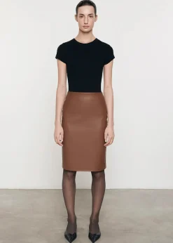 Discount - Cashmere Cotton Pointelle Cap Sleeve Crew - Black Crop Tops