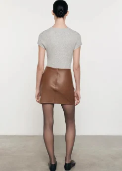 Sale - Cashmere Cotton Pointelle Cap Sleeve Crew - Light Heather Grey Crop Tops