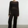 Discount - Linen Open Knit Bateau Sweater - Black Sweaters & Knits