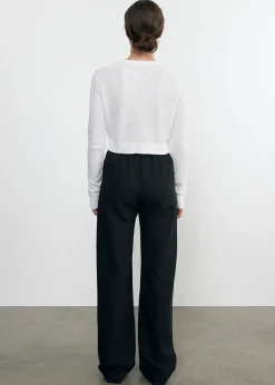 Clearance - Linen Open Knit Cropped V Neck Cardigan - White Sweaters & Knits