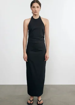 Hot - Poplin Halter Dress - Black Long Dresses | Dresses