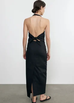 Hot - Poplin Halter Dress - Black Long Dresses | Dresses