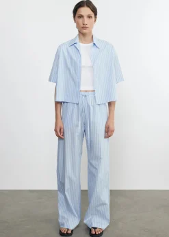 Hot - Poplin Resort Pant - Light Blue/White Stripe Pants
