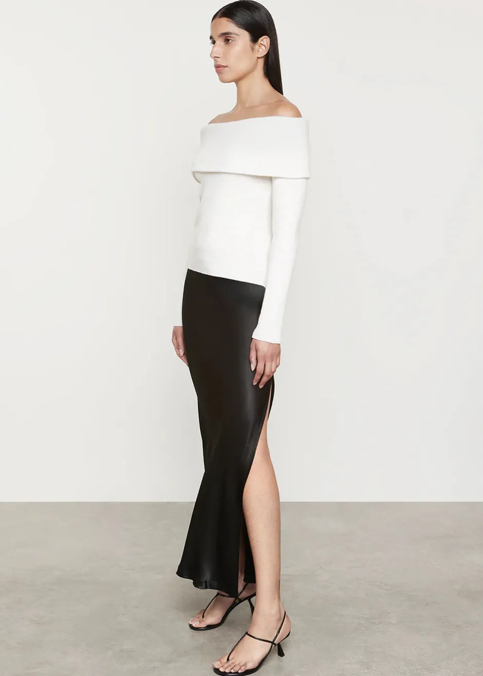 Best - Satin Bias Skirt - Black Long Skirts