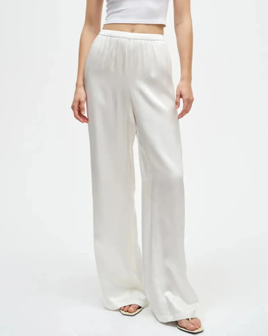 New - Satin Wide Leg Pant - Cloud Pants