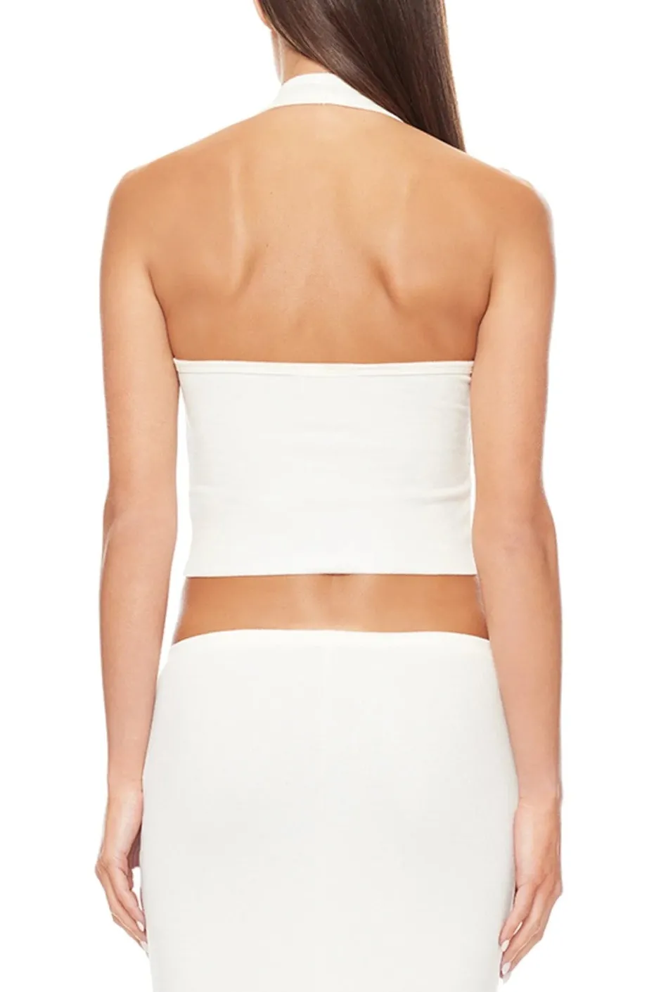 Hot - Cropped Halter Top - Cream Crop Tops