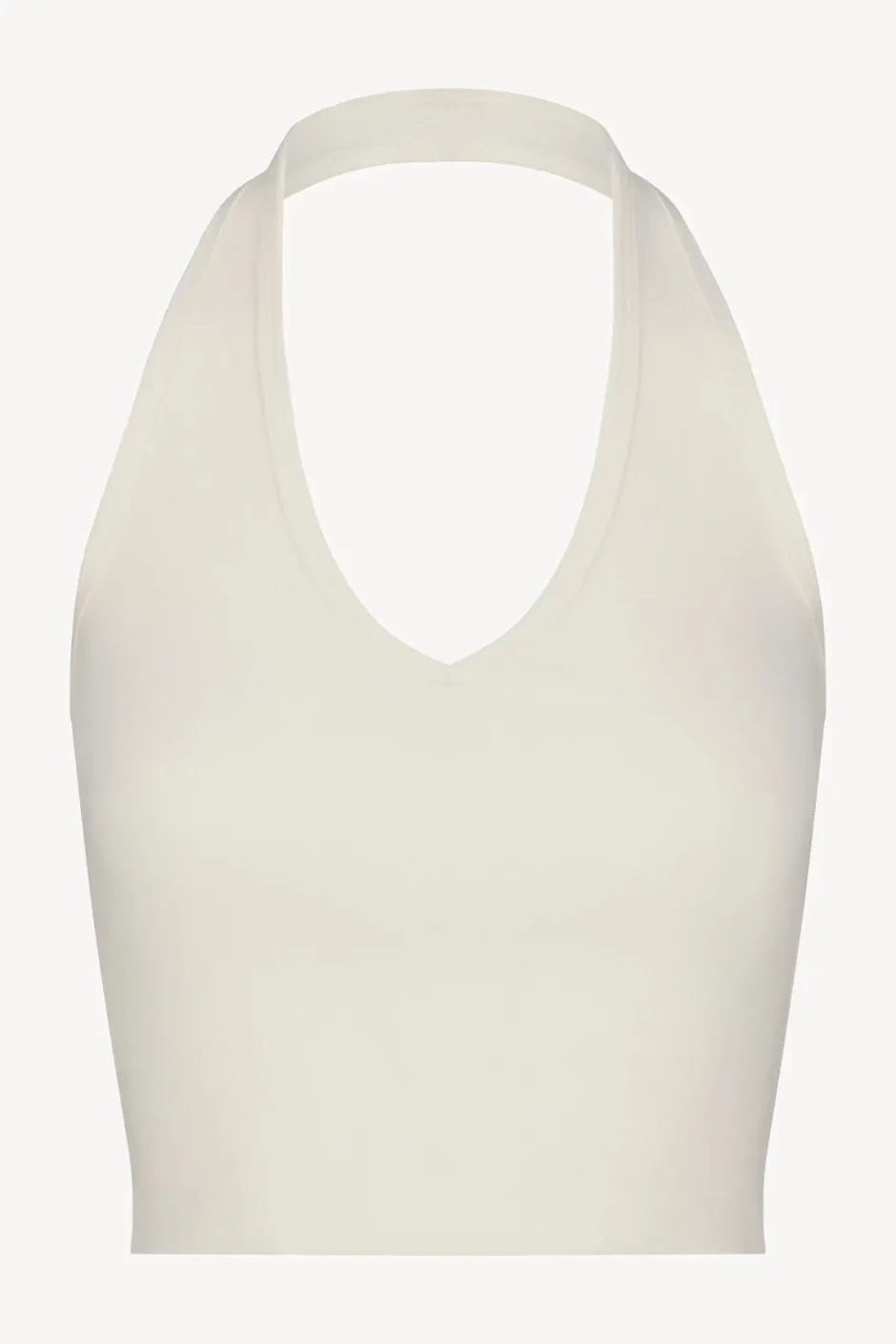 Hot - Cropped Halter Top - Cream Crop Tops