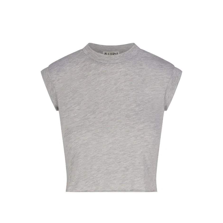 Online - Cropped Muscle Tank - Heather Grey Crop Tops