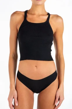 Fashion - Cropped Rib Tank - Black Crop Tops