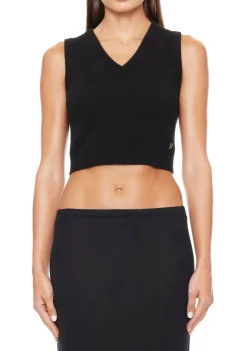 Sale - Lenny Cashmere Vest - Black Crop Tops
