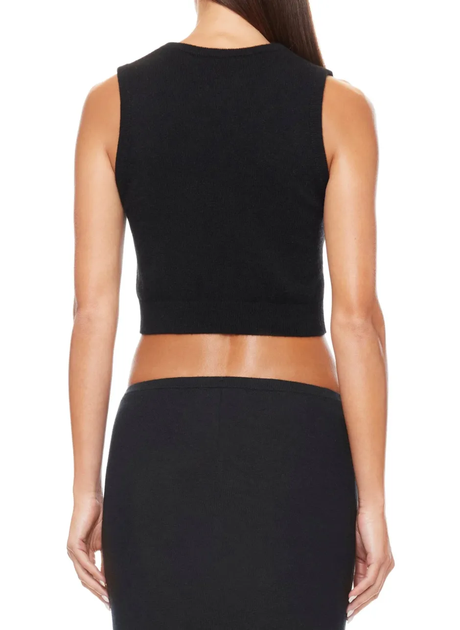 Sale - Lenny Cashmere Vest - Black Crop Tops