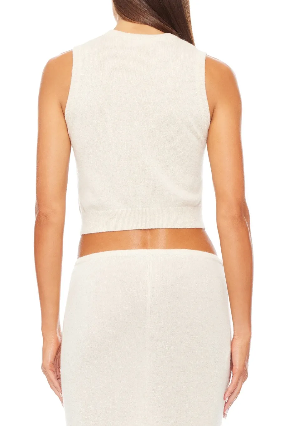 New - Lenny Cashmere Vest - Heather Oatmeal Crop Tops