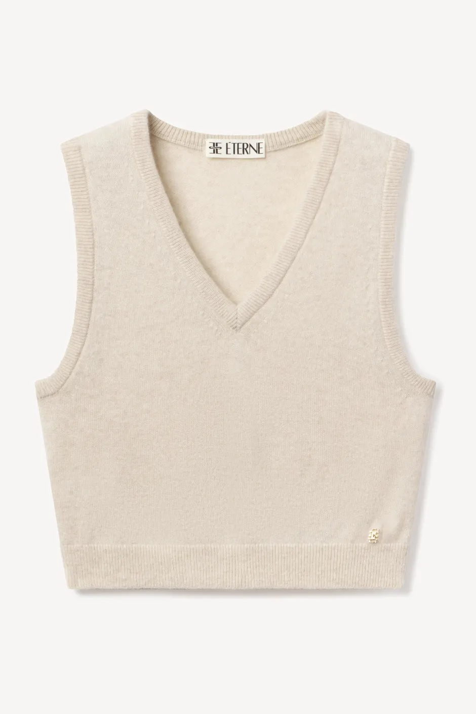 New - Lenny Cashmere Vest - Heather Oatmeal Crop Tops