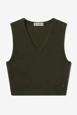 Discount - Lenny Cashmere Vest - Moss Crop Tops