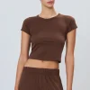 Hot - Short Sleeve Baby Tee - Chocolate Crop Tops