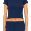 Fashion - Short Sleeve Baby Tee - Navy Crop Tops