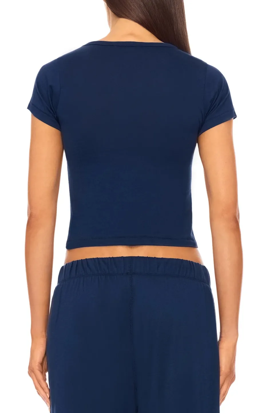 Fashion - Short Sleeve Baby Tee - Navy Crop Tops