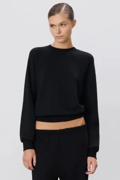 Clearance - Shrunken Raglan Sweatshirt - Black Sweaters & Knits