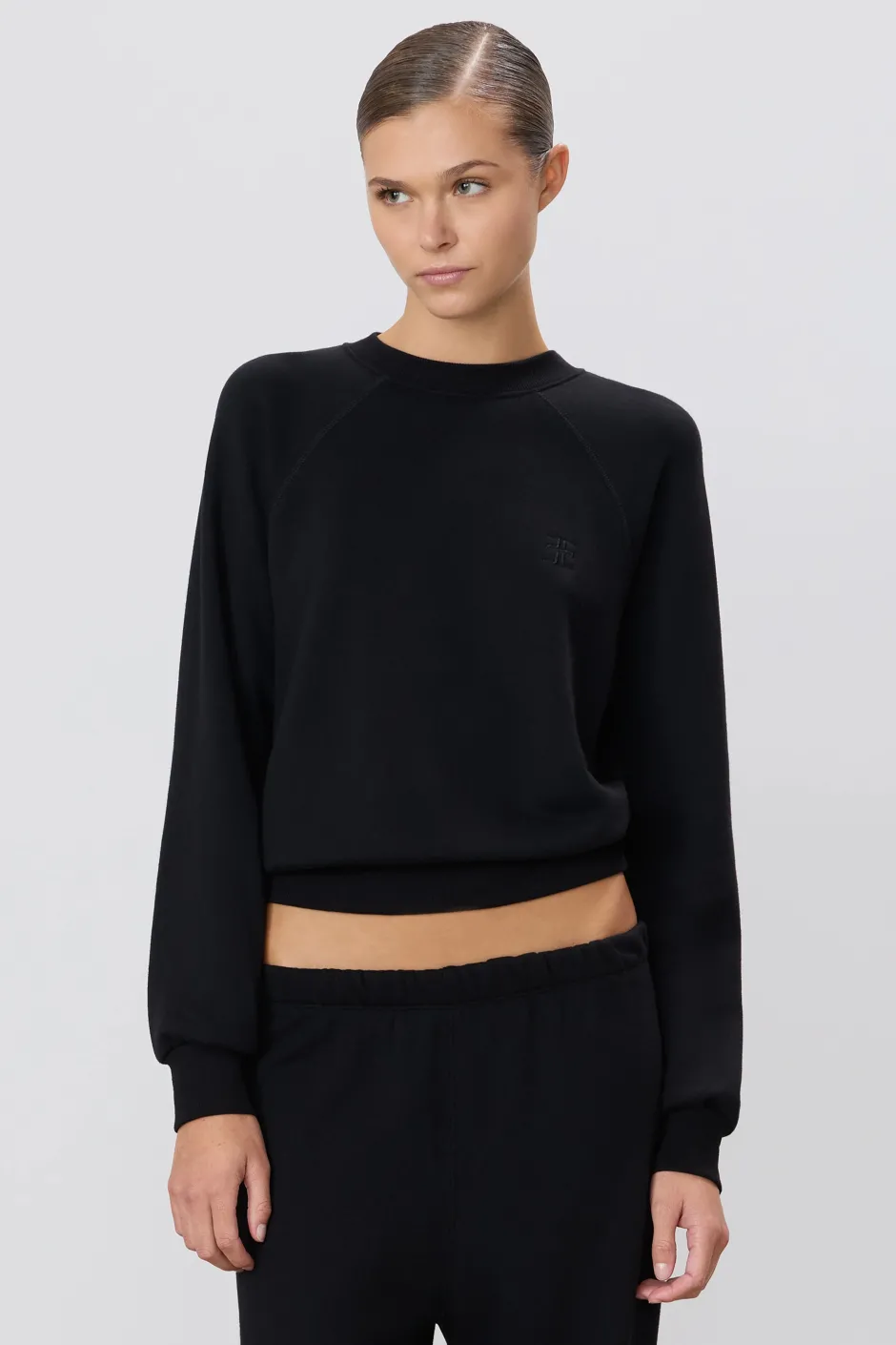 Clearance - Shrunken Raglan Sweatshirt - Black Sweaters & Knits