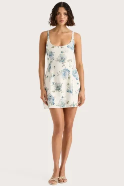 Outlet - Sanne Mini Dress - Cecile Floral/Pale Blue Mini Dresses | Dresses