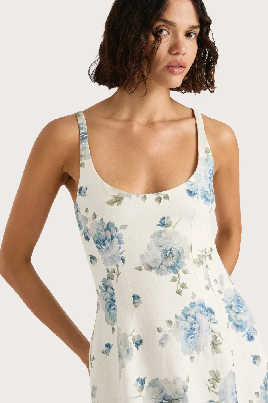 Outlet - Sanne Mini Dress - Cecile Floral/Pale Blue Mini Dresses | Dresses