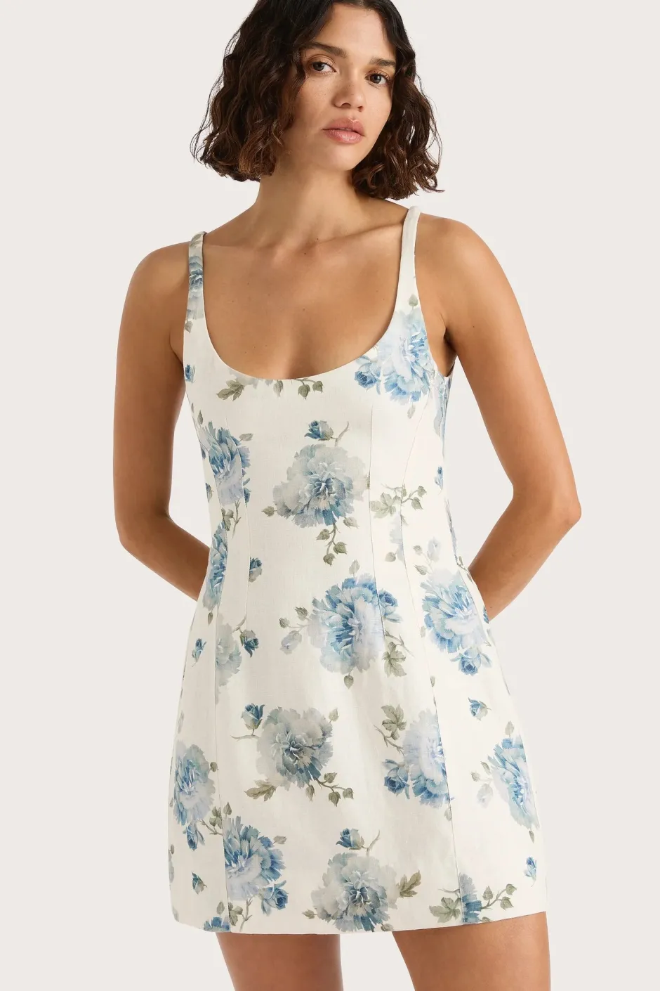 Outlet - Sanne Mini Dress - Cecile Floral/Pale Blue Mini Dresses | Dresses