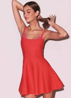 Outlet - Flared Corset Dress - Coral Crush Flare | Mini Dresses