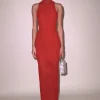 Clearance - Lace Pointelle Racer Dress - ruby red Dresses