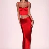 Discount - Rose Valentine Midi Skirt - Rouge Long Skirts