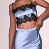 Hot - Silk & Lace Bandeau Top - Cloud Crop Tops