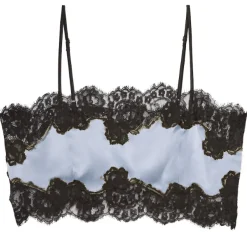 Hot - Silk & Lace Bandeau Top - Cloud Crop Tops