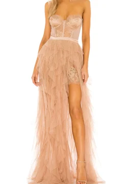 Discount - Bustier Gown - Warm Taupe Long Dresses | Dresses